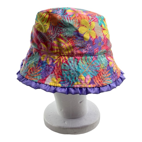 UV Skinz Floral Tropical Purple Sun Protection Kids Bucket Hat - Picture 1 of 8